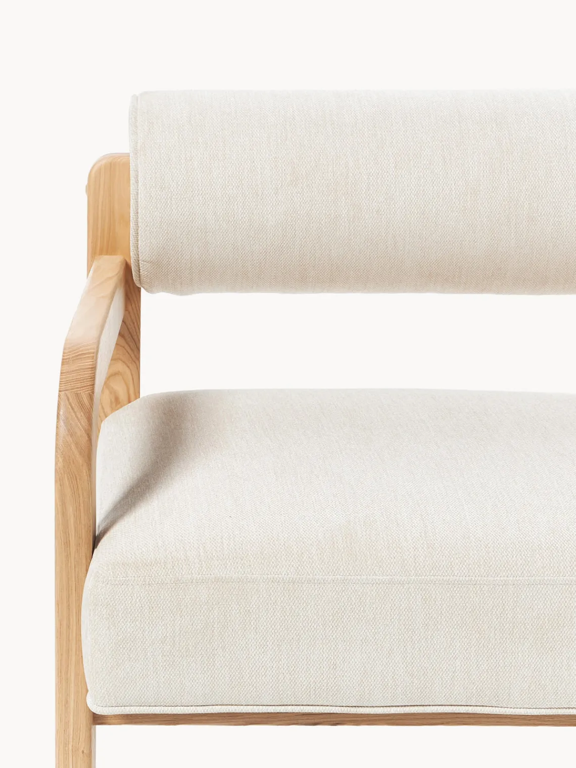 Sillones Pequeños|Sillones>Westwing Collection Sillón de madera de fresno Raymond Tejido beige, madera de fresno lacada