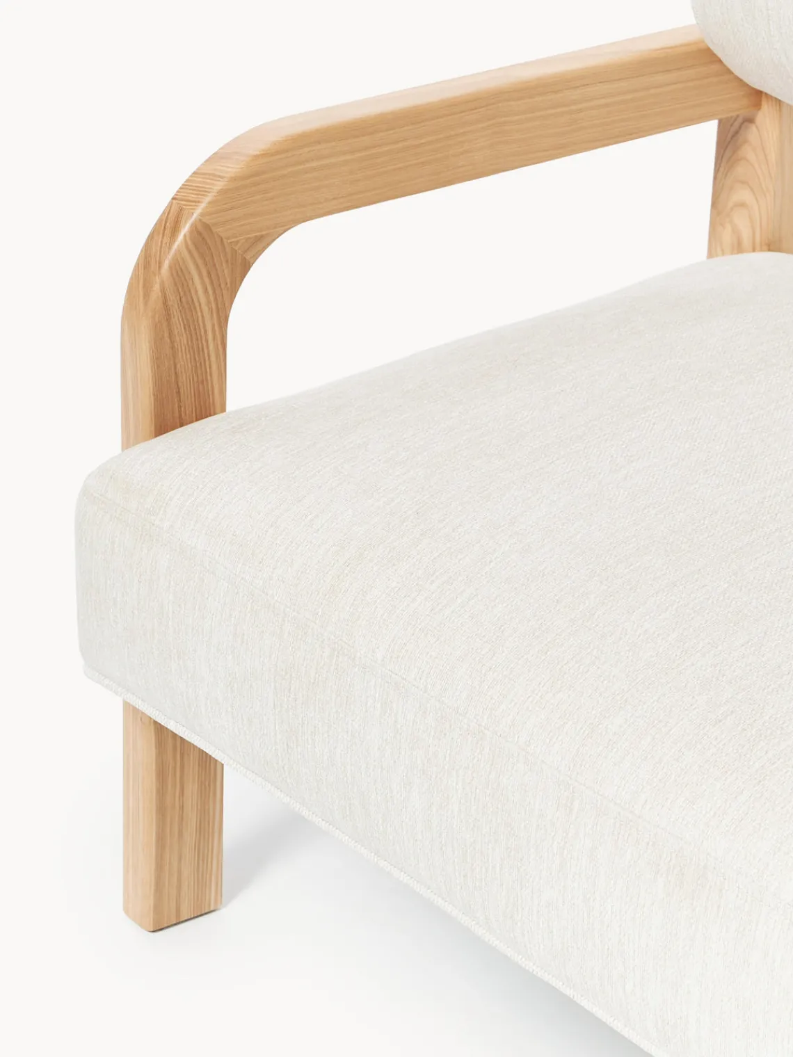 Sillones Pequeños|Sillones>Westwing Collection Sillón de madera de fresno Raymond Tejido beige, madera de fresno lacada