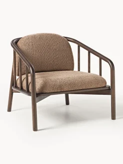 Sillones Pequeños|Sillones>Westwing Collection Sillón de madera de fresno con tapizado de borreguillo Balin Borreguillo taupe, madera de fresno oscura