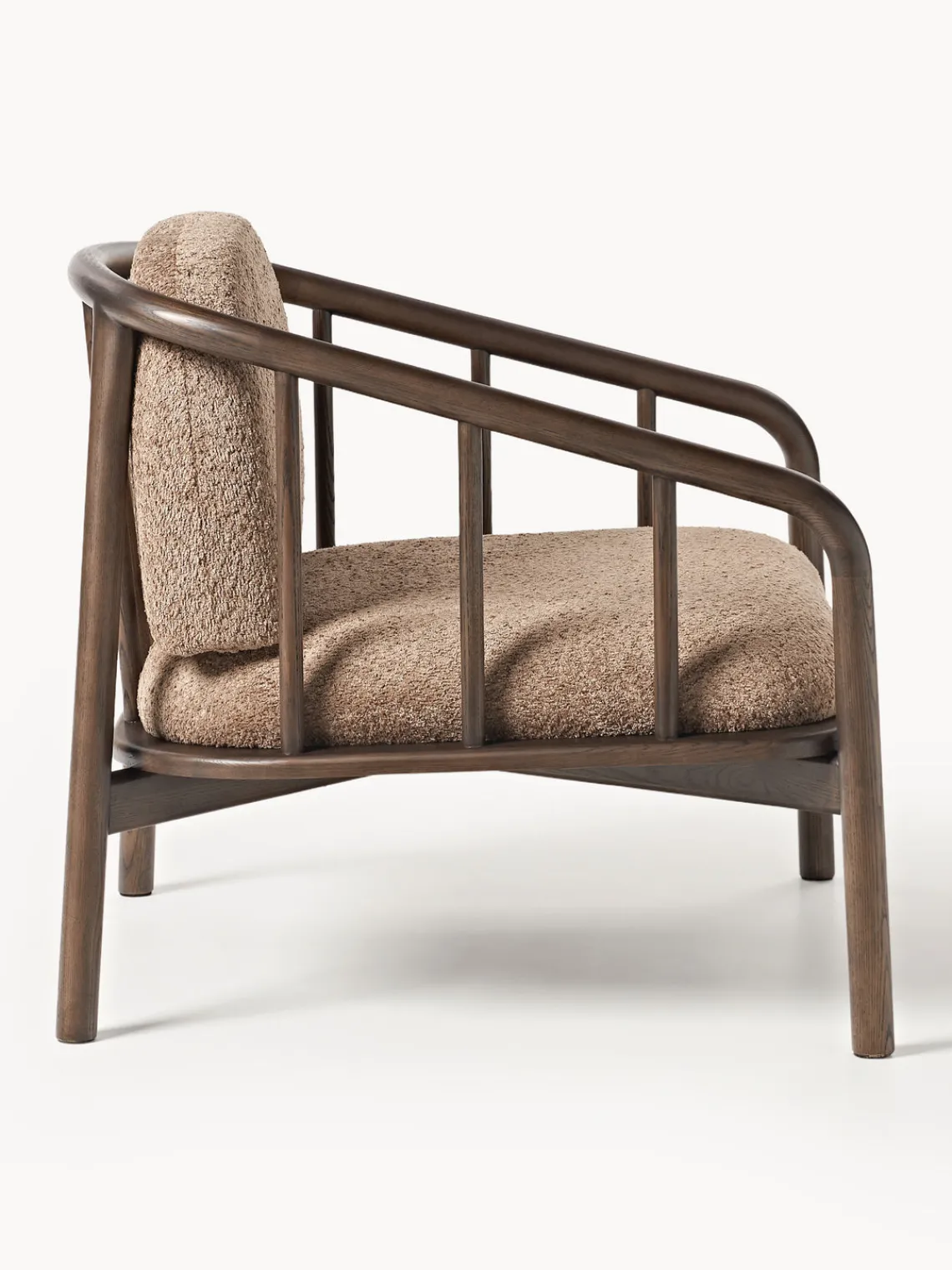 Sillones Pequeños|Sillones>Westwing Collection Sillón de madera de fresno con tapizado de borreguillo Balin Borreguillo taupe, madera de fresno oscura