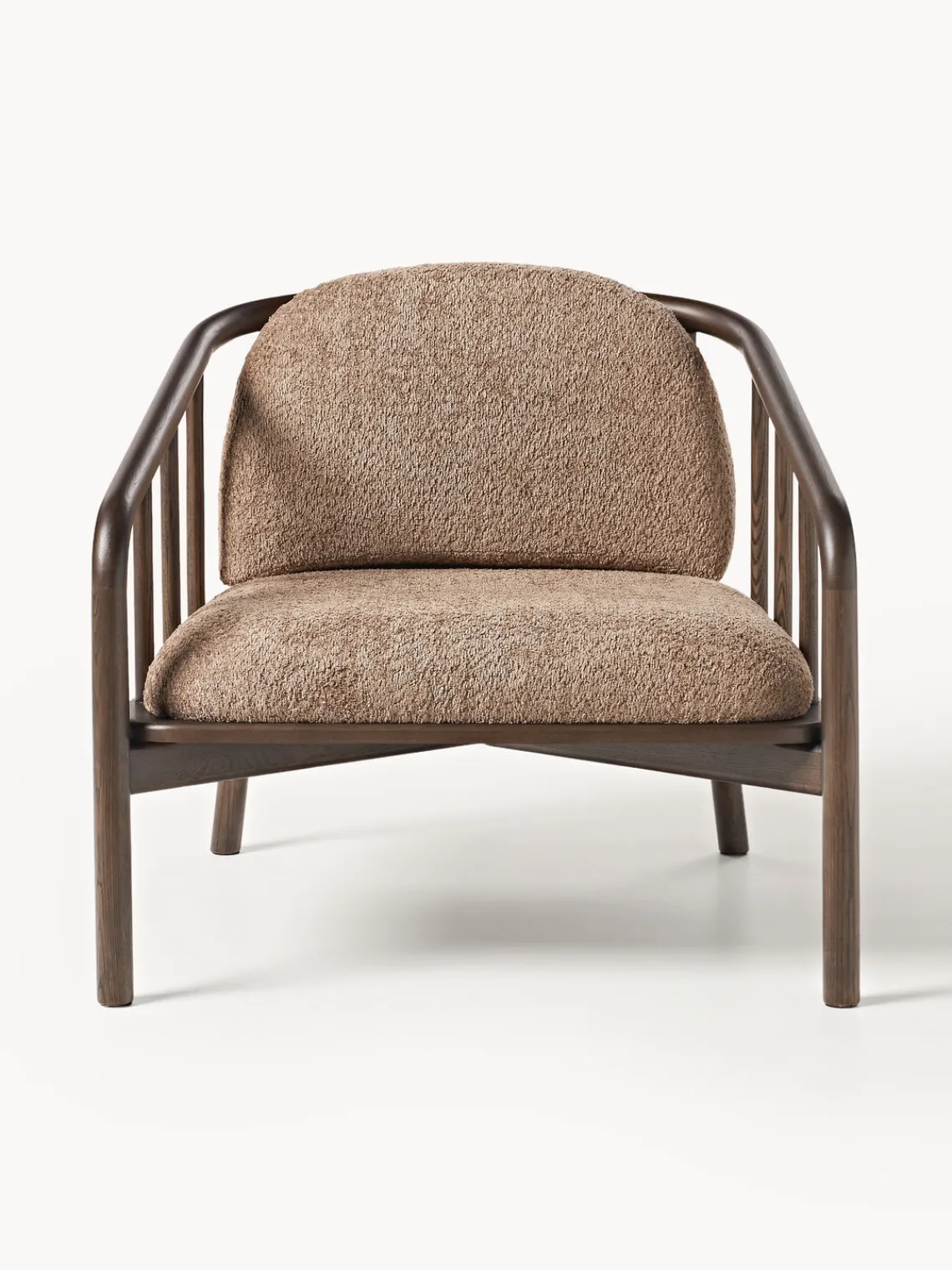 Sillones Pequeños|Sillones>Westwing Collection Sillón de madera de fresno con tapizado de borreguillo Balin Borreguillo taupe, madera de fresno oscura