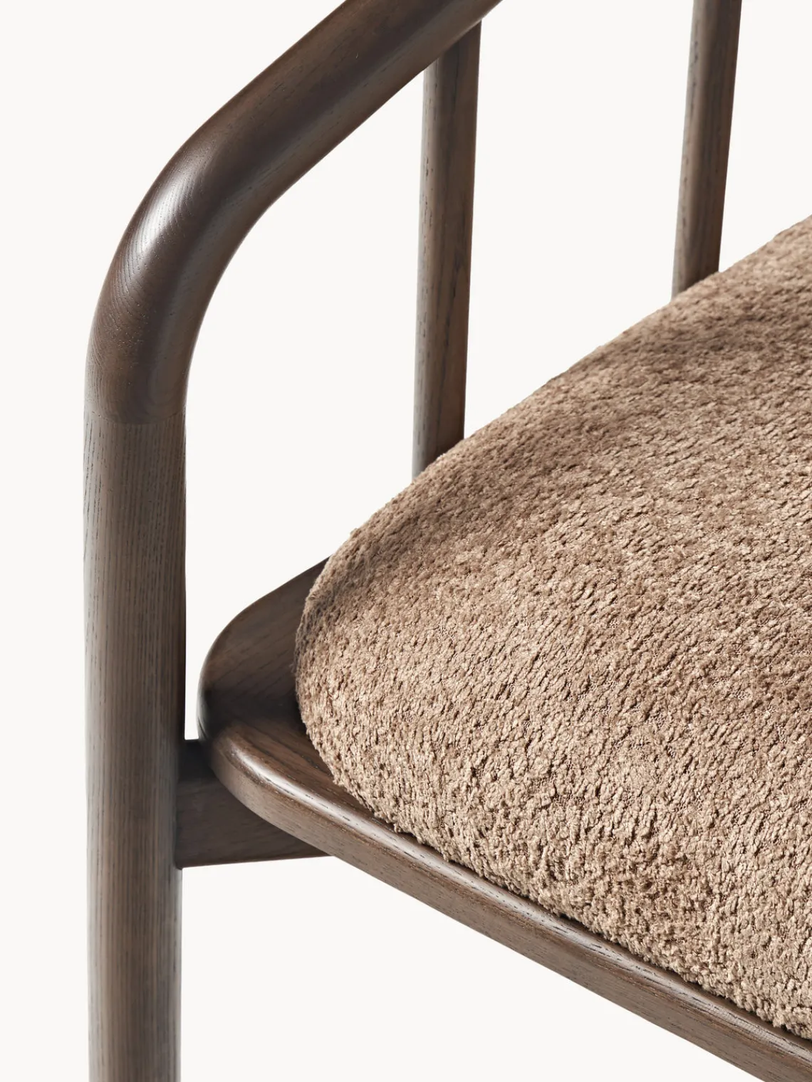 Sillones Pequeños|Sillones>Westwing Collection Sillón de madera de fresno con tapizado de borreguillo Balin Borreguillo taupe, madera de fresno oscura