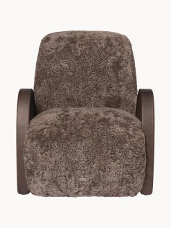 Sillones Pequeños|Sillones></noscript>Ferm Living Sillón de piel de oveja Buur Piel de oveja marrón oscuro, madera de roble