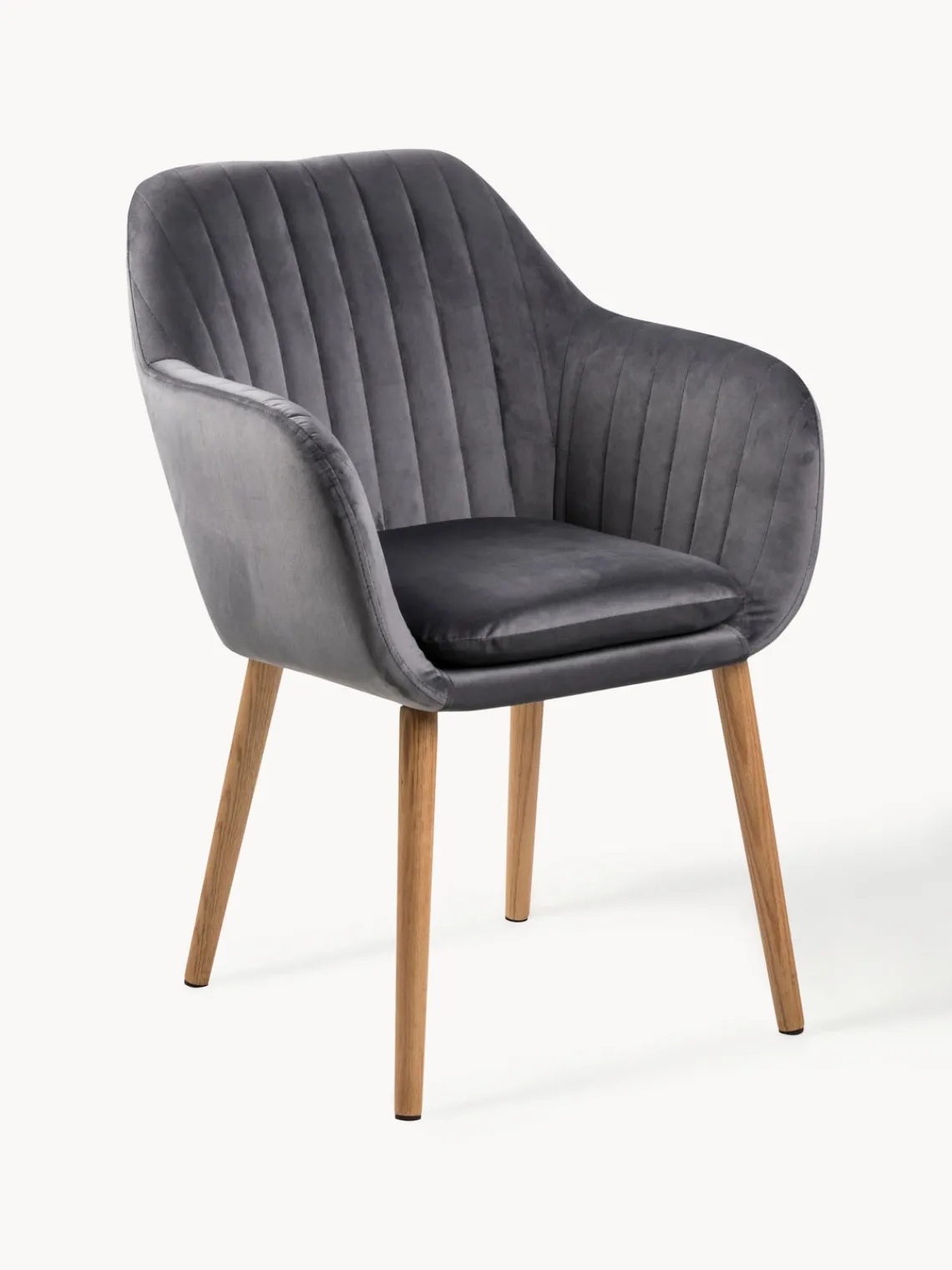 Sillón de terciopelo con patas de madera Emilia Sillas Con Reposabrazos|Sillas