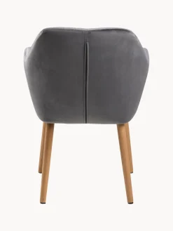 Sillón de terciopelo con patas de madera Emilia Sillas Con Reposabrazos|Sillas