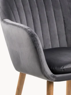 Sillón de terciopelo con patas de madera Emilia Sillas Con Reposabrazos|Sillas