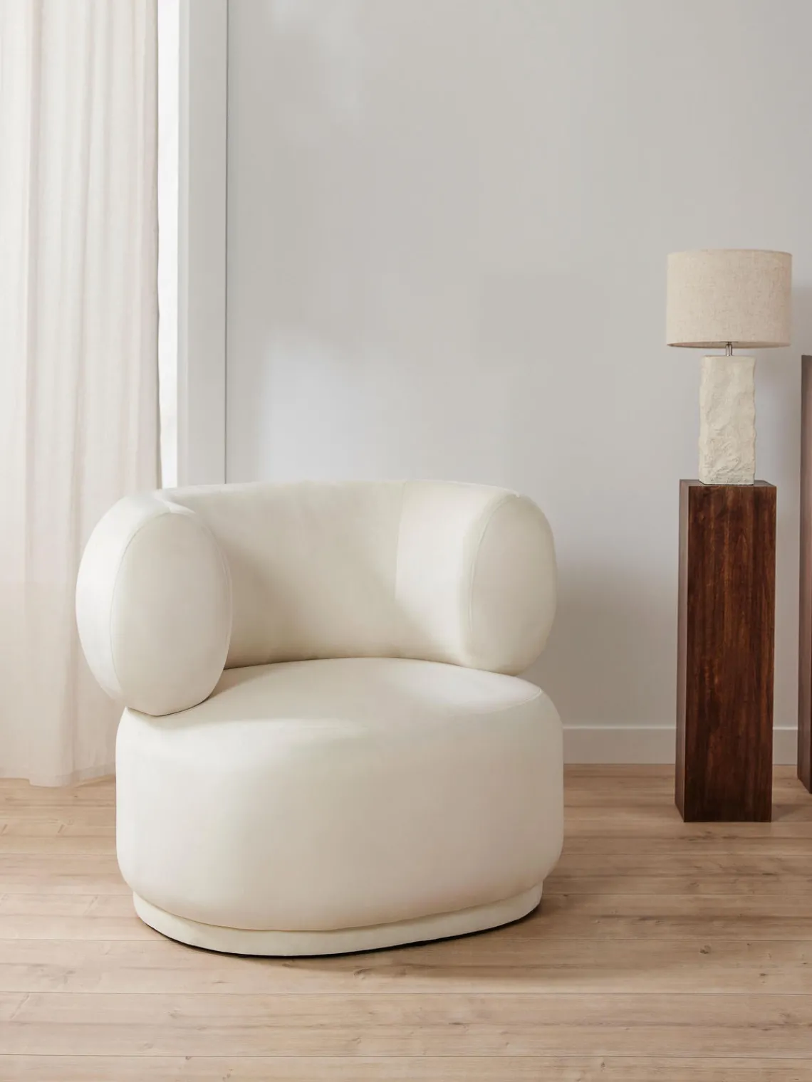 Sillones Pequeños|Sillones>Westwing Collection Sillón de terciopelo Cori Terciopelo blanco crema