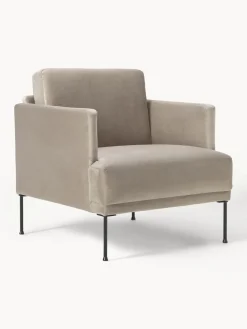 Butacas|Sillones>Westwing Collection Sillón de terciopelo Fluente Terciopelo greige
