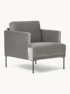 Butacas|Sillones>Westwing Collection Sillón de terciopelo Fluente Terciopelo gris