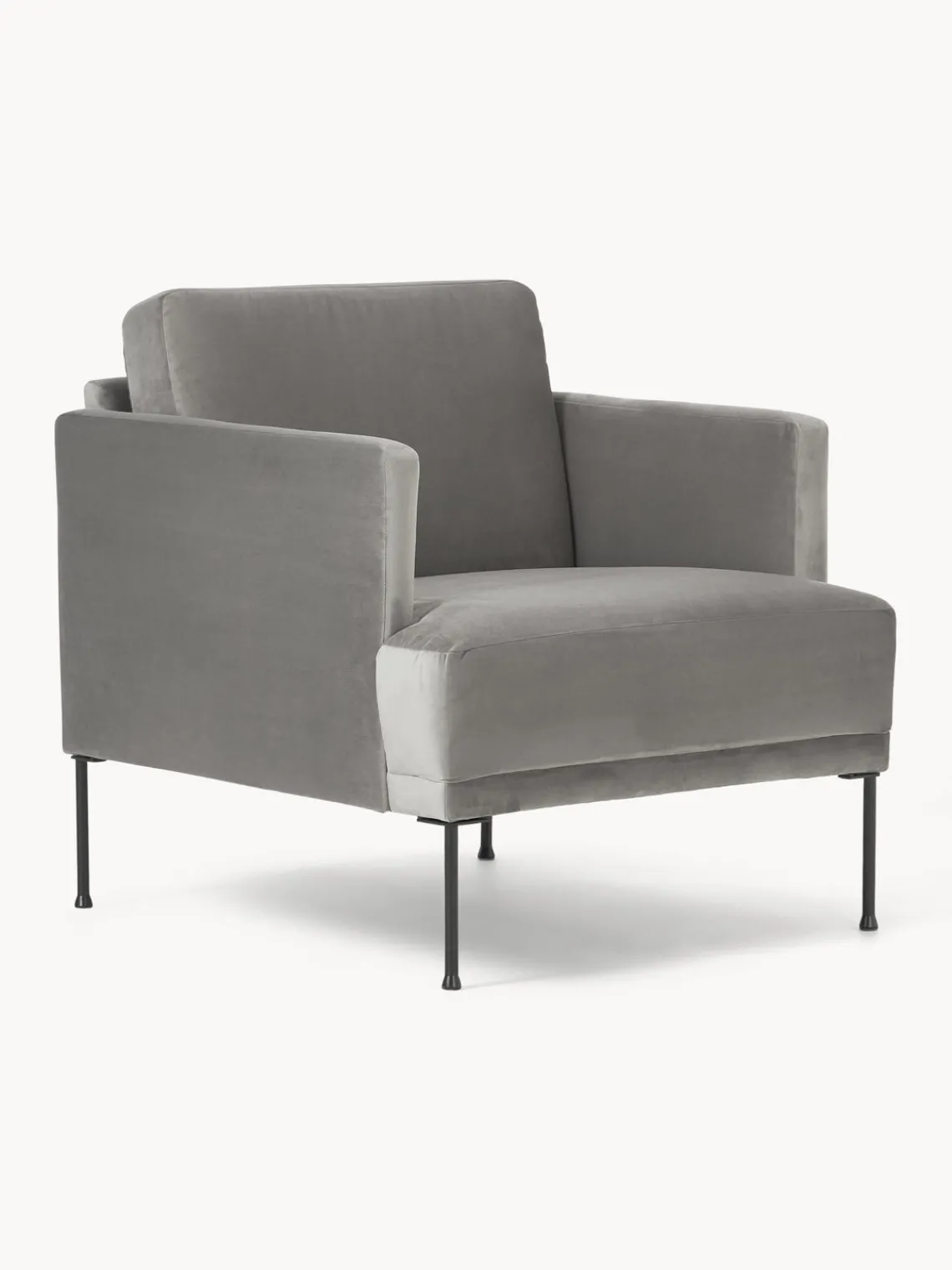 Butacas|Sillones>Westwing Collection Sillón de terciopelo Fluente Terciopelo gris
