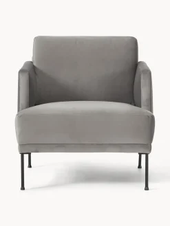 Butacas|Sillones>Westwing Collection Sillón de terciopelo Fluente Terciopelo gris