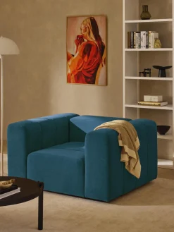 Butacas|Sillones>Westwing Collection Sillón de terciopelo Lena Terciopelo azul petróleo