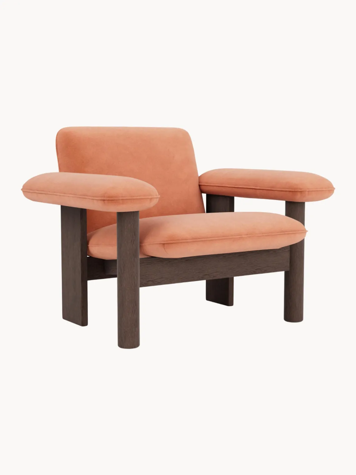 Sale Sillón de terciopelo y madera de roble Brasilia Sillones Pequeños|Sillones