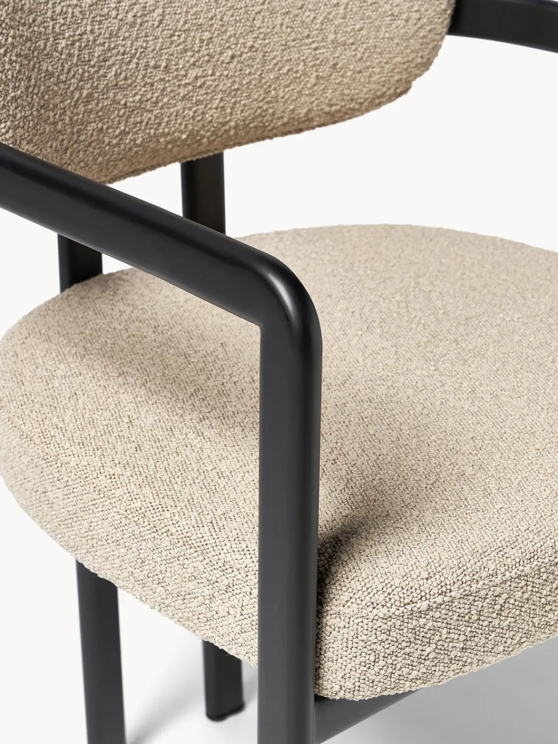 Sillas Con Reposabrazos|Sillas>Westwing Collection Sillón en tejido bouclé Adrien Bouclé beige, negro
