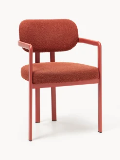 Sillas Con Reposabrazos|Sillas>Westwing Collection Sillón en tejido bouclé Adrien Bouclé coral, rojo coral