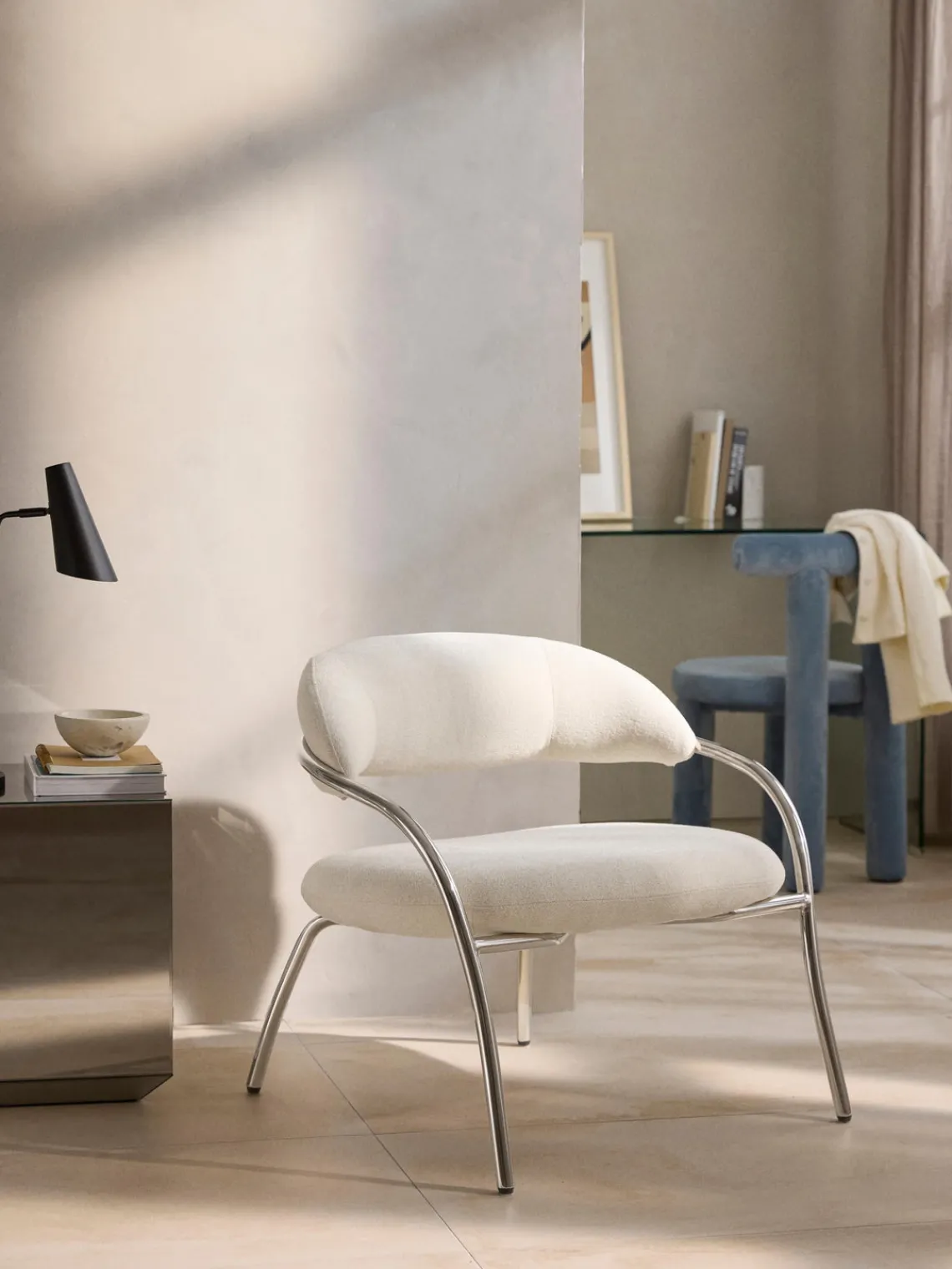 New Sillón en tejido bouclé Dodo Sillones Pequeños|Sillones