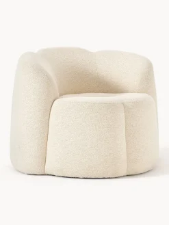Sillones Pequeños|Sillones>Westwing Collection Sillón en tejido bouclé Fleur Bouclé blanco crema
