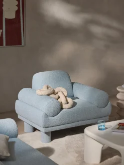 Butacas|Sillones>Westwing Collection Sillón en tejido bouclé Lilo Bouclé azul claro