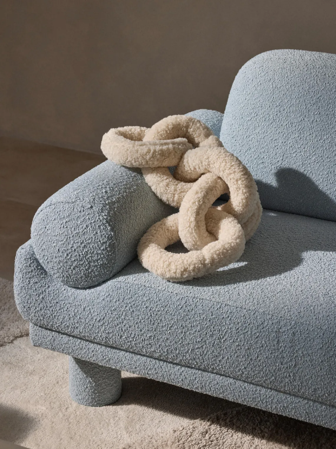 Butacas|Sillones>Westwing Collection Sillón en tejido bouclé Lilo Bouclé azul claro