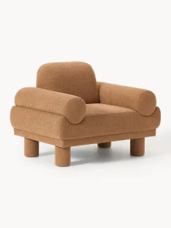 Butacas|Sillones>Westwing Collection Sillón en tejido bouclé Lilo Bouclé marrón claro