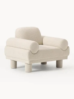 Butacas|Sillones>Westwing Collection Sillón en tejido bouclé Lilo Bouclé beige claro