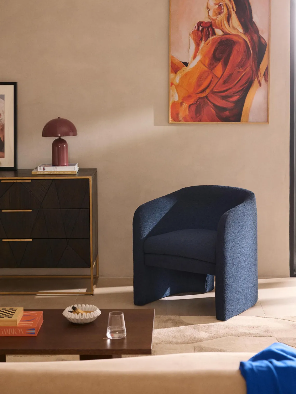 Sillones Pequeños|Sillones>Westwing Collection Sillón en tejido bouclé Mairo Bouclé gris azulado