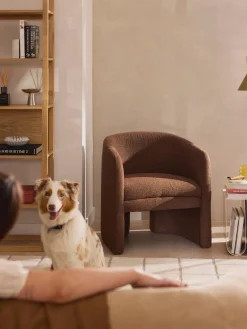 Sillones Pequeños|Sillones>Westwing Collection Sillón en tejido bouclé Mairo Bouclé marrón