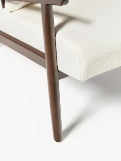 Sillones Pequeños|Sillones></noscript>Westwing Collection Sillón en tejido bouclé Mikkel Bouclé blanco Off White, madera de caucho, marrón oscuro pintado