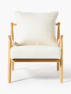 Sillones Pequeños|Sillones></noscript>Westwing Collection Sillón en tejido bouclé Mikkel Bouclé blanco Off White, madera de caucho pintado