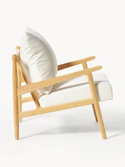 Sillones Pequeños|Sillones></noscript>Westwing Collection Sillón en tejido bouclé Mikkel Bouclé blanco Off White, madera de caucho pintado