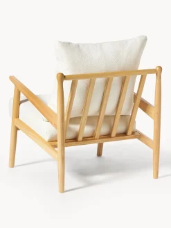 Sillones Pequeños|Sillones></noscript>Westwing Collection Sillón en tejido bouclé Mikkel Bouclé blanco Off White, madera de caucho pintado