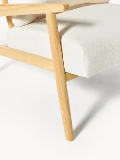 Sillones Pequeños|Sillones></noscript>Westwing Collection Sillón en tejido bouclé Mikkel Bouclé blanco Off White, madera de caucho pintado