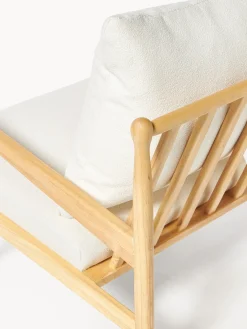 Sillones Pequeños|Sillones></noscript>Westwing Collection Sillón en tejido bouclé Mikkel Bouclé blanco Off White, madera de caucho pintado