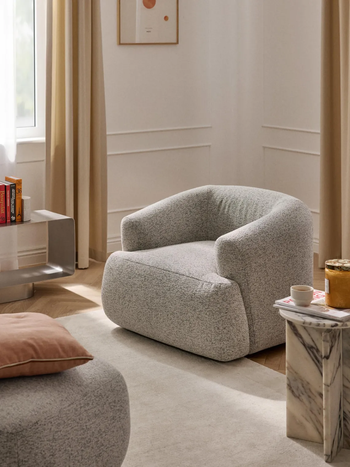 Sale Sillón en tejido bouclé Sofia Butacas|Sillones