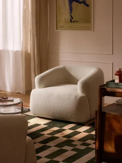 Butacas|Sillones>Westwing Collection Sillón en tejido bouclé Sofia Bouclé jaspeado, blanco crema