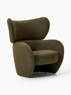 Sillones Pequeños|Sillones>Westwing Collection Sillón en tejido bouclé Teyvat Bouclé verde oscuro