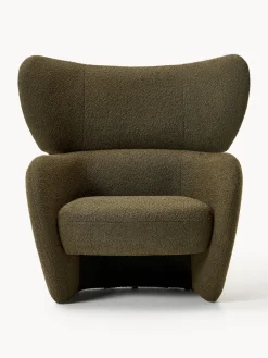Sillones Pequeños|Sillones>Westwing Collection Sillón en tejido bouclé Teyvat Bouclé verde oscuro
