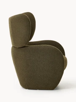 Sillones Pequeños|Sillones></noscript>Westwing Collection Sillón en tejido bouclé Teyvat Bouclé verde oscuro