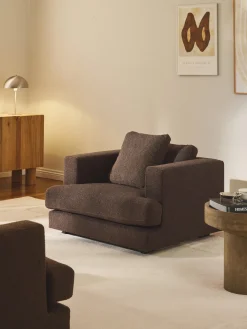 Butacas|Sillones>Westwing Collection Sillón en tejido bouclé Tribeca Bouclé marrón oscuro