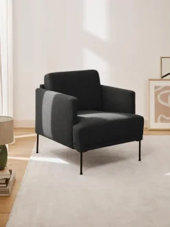 Butacas|Sillones>Westwing Collection Sillón Fluente Tejido grueso gris antracita
