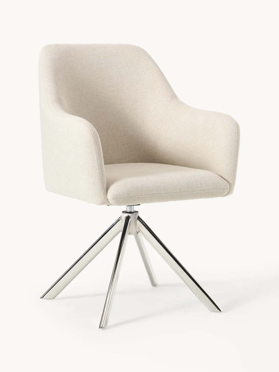 Sillas Con Reposabrazos|Sillas>Westwing Collection Sillón giratorio con reposabrazos Isla Tejido blanco Off White, plateado brillante