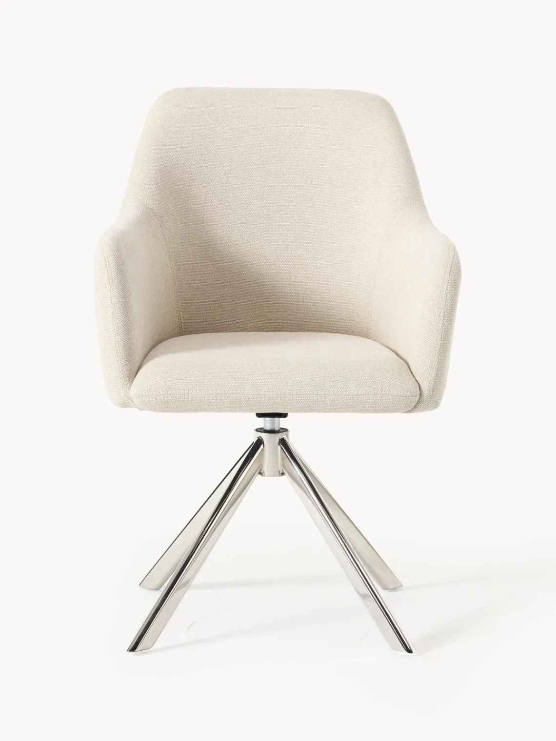 Sillas Con Reposabrazos|Sillas>Westwing Collection Sillón giratorio con reposabrazos Isla Tejido blanco Off White, plateado brillante