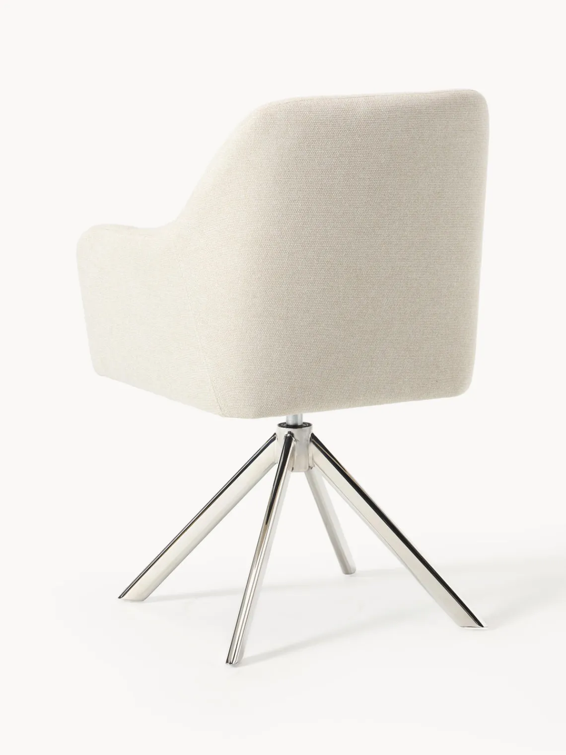 Sillas Con Reposabrazos|Sillas>Westwing Collection Sillón giratorio con reposabrazos Isla Tejido blanco Off White, plateado brillante