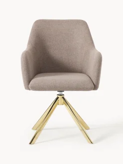 Sillas Con Reposabrazos|Sillas></noscript>Westwing Collection Sillón giratorio con reposabrazos Isla Tejido gris pardo, dorado brillante