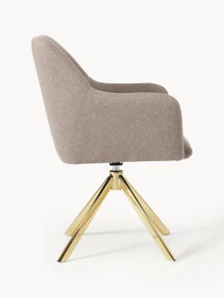 Sillas Con Reposabrazos|Sillas></noscript>Westwing Collection Sillón giratorio con reposabrazos Isla Tejido gris pardo, dorado brillante