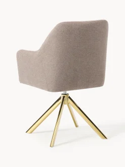 Sillas Con Reposabrazos|Sillas></noscript>Westwing Collection Sillón giratorio con reposabrazos Isla Tejido gris pardo, dorado brillante