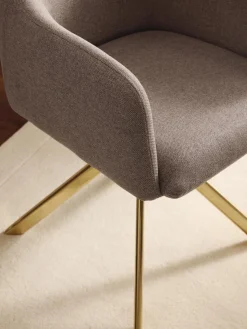 Sillas Con Reposabrazos|Sillas></noscript>Westwing Collection Sillón giratorio con reposabrazos Isla Tejido gris pardo, dorado brillante