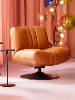 Outlet Sillón giratorio de cuero Napa Sillones Pequeños|Sillones