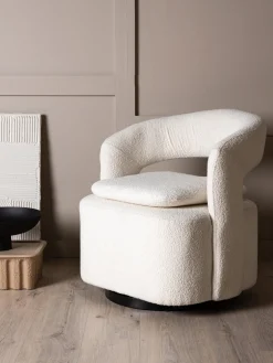 Sale Sillón giratorio en tejido bouclé Laurel Sillones Pequeños|Sillones