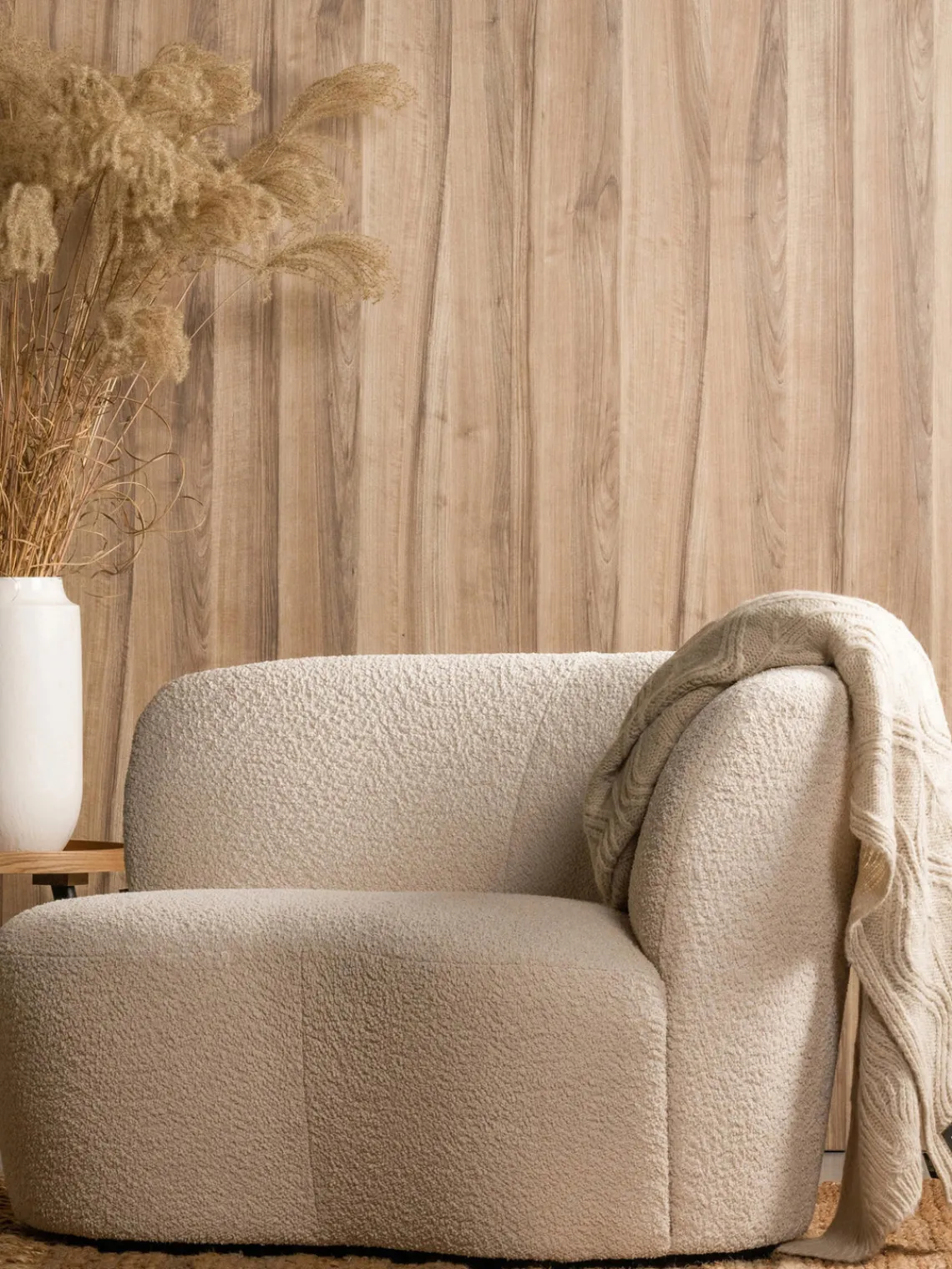 New Sillón grande en tejido bouclé Sibylla Sillones Pequeños|Sillones